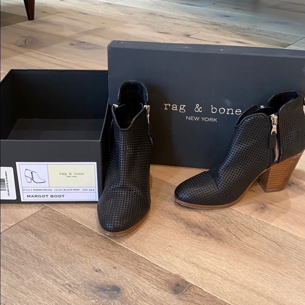 Rag & Bone Margot Boot - Black Perforated Leather
